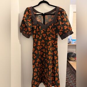 Chic Butterfly Puff Sleeve Midi Dress